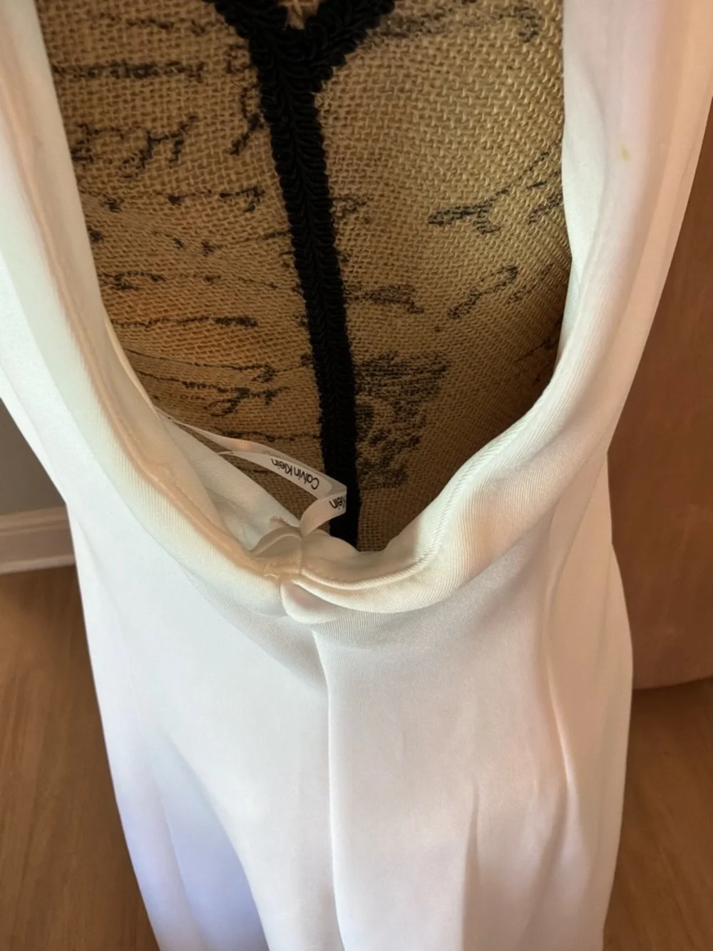 Calvin Klein Cap Sleeve V-Neck Scuba Crepe Midi Sheath Career White 12